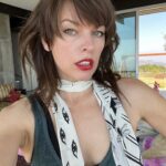 Milla Jovovich Instagram – On a lighter note, I wanted to give a big shout out to the incredible @stizzyho for my awesome new haircut and @sassysio for the beautiful color!! Also, just got these mouth watering new skinny scarves from @rockinshq and I’m loving the new lewk!!❤️‍🔥💋💅🏼