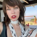 Milla Jovovich Instagram – On a lighter note, I wanted to give a big shout out to the incredible @stizzyho for my awesome new haircut and @sassysio for the beautiful color!! Also, just got these mouth watering new skinny scarves from @rockinshq and I’m loving the new lewk!!❤️‍🔥💋💅🏼