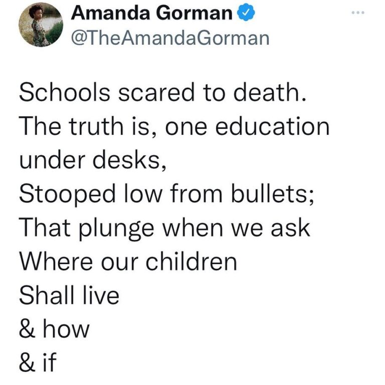 Amanda Gorman Instagram - Americans—you know enough is enough. If you do anything today, let it not be just to grieve, but to act. Follow & donate to @everytown to help prevent gun violence and save lives, and check out their website (everytown.org) to take more action.