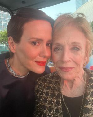 Sarah Paulson Instagram - True honor to be there. 
Thank you @televisionacad 
True honor to wear the magical creation of @nicolasghesquiere  @louisvuitton 
@karlawelchstylist 
@adambreuchaud 
@bridgetbragerhair 
@carasoin 
@hollandvtaylor ❤️
@msmelanielynskey 
@boucheron
@kristiestreicher