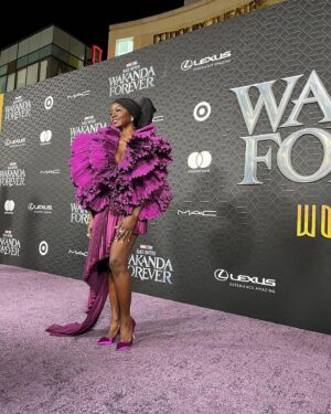 Danai Gurira Instagram - 🖤💜 #WAKANDAFOREVER 💜🖤 What a special and meaningful night at our global premiere in Hollywood. Thank you to Ryan Coogler for your vision and guidance, my whole Wakandan (and new Talocan) family for everything you brought to this film, and the fans for your endless enthusiasm and love. We feel it and we can’t wait to share #WakandaForever with you on 11/11. Dedicated to our King, our brother, our Black Panther, Chadwick Boseman. Enkosi, enkosi, enkosi.