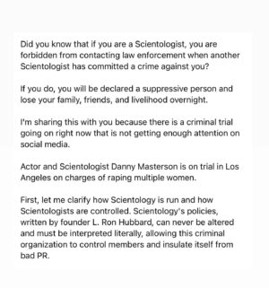 Leah Remini Instagram - Please read this thread and share it in your stories. If you care about combatting Scientology, bringing attention to this trial is one of the most important things you can do.