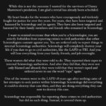 Leah Remini Instagram - My statement on the mistrial in the Danny Masterson rape case. 

David Miscavige, I know you read my social media posts. 

There is nothing you can do to intimidate me into silence and I will not stop fighting you and the evil, criminal enterprise you control.