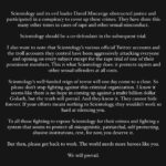 Leah Remini Instagram - My statement on the mistrial in the Danny Masterson rape case. 

David Miscavige, I know you read my social media posts. 

There is nothing you can do to intimidate me into silence and I will not stop fighting you and the evil, criminal enterprise you control.