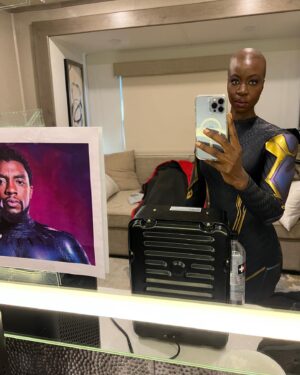 Danai Gurira Instagram - Reminiscing on the past year and suiting up for 2023 just like the first time I suited up as a #MidnightAngel. That day, I looked to my heroes and those that came before me for strength, courage, and guidance and I’ll continue to do the same in all the days to come. Hope you all have a happy and safe #NewYearsEve with your loved ones. #WakandaForever
