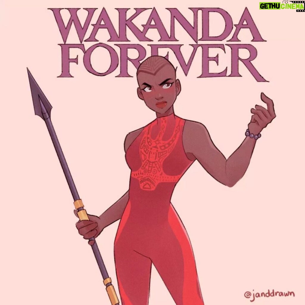 Danai Gurira Instagram - Great rendition of my favorite unitard to date! I absolutely love seeing all of the incredible #fanart online. Thank you for sharing your talent @janddrawn! #WakandaForever