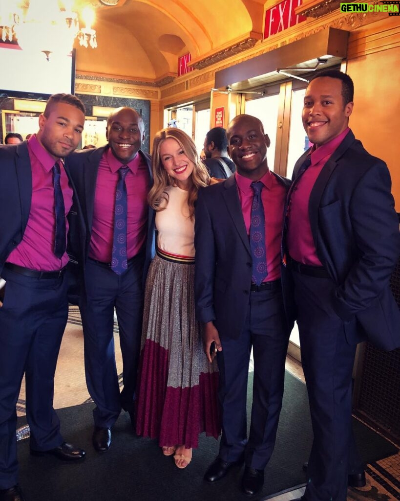 Melissa Benoist Instagram - The Drifters and (almost) Carole. these boys sang at #starsinthealley today and I got to watch 😌