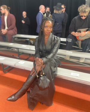 Danai Gurira Instagram - Flashback to my day of birth this year (Feb. 14th) adorned in the elegant & chic fashions that are @GabrielaHearst. Wearing her garments all day along with attending her Autumn/Winter 2023 collection show AND after party at #NYFW were glorious ways to celebrate my birthday. Thank you for having me at your show! 🖤