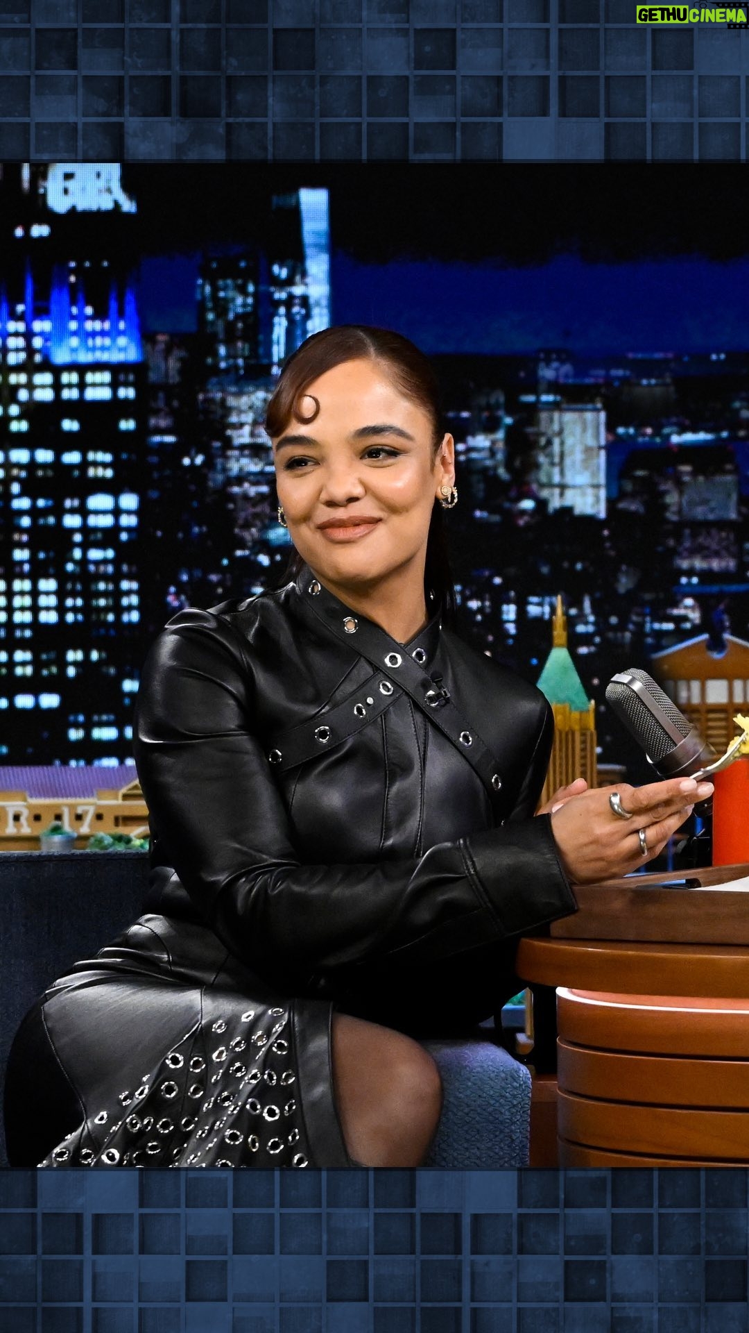 Tessa Thompson Instagram – @tessamaethompson tries eggs for the very first  time! #FallonTonight | Gethu Cinema