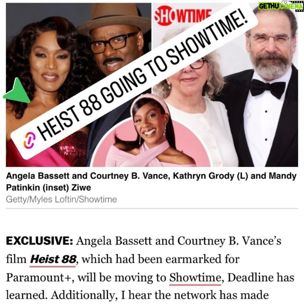Angela Bassett Instagram - Hey Everybody you good? 
Start spreading the news! Can’t wait for everyone to see our newest creation #Heist88 starring my husband  @courtneybvance and executive produced by both of us! 🥰