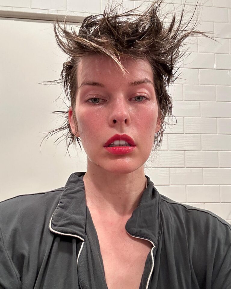 Milla Jovovich Instagram - BLAAAH!! Felt I needed a change and had some clippers on hand. Anyway, it grows back. Love it or hate it, it’s done and now we’ll see what it grows into🥳