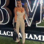 NeNe Leakes Instagram - SWIPE: It’s the “soft Era” for me
Look: St John
Bag: Saint Laurent
Heels: YSL
Gloves: Dolce & Gabbana
Stylist: Me 💋
Makeup: @mlatricemua 
Hair: @hausofdebonair 

#bmf #power #50cent #miami #outside #lifeofnene