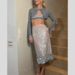 Poppy Delevingne Instagram - The perfect night for @theperfectmagazine party… 🪩 LOVE YOU @kegrand 
*swipe right for end of fashion week face. 
P.s. Lost & Found. Comfiest trackies ever. DM if they’re yours… 😊

Dream team ~
Styling @oliviabuckingham 
Outfit @maisonvalentino 
Jewels @alessandrarich 
Make Up @irinacajvaneanu 
Hair @kjfowles