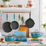 Ree Drummond Instagram - Swipe forward to see this glorious cookware at home in my kitchen. I love it, I use it daily, and I’m so freaking excited that these Black Friday sets just became available! (I love that Black Friday is a season now instead of just one day. 😊) This set is 79 bucks, has 38 pieces, a mix of pans, gadgets, and baking dishes, and comes in three delicious colors. (Denim is my fave!) The coating of the cookware is amazing. Love this gift idea! (Link to the set is on my profile page!)🕺💃❤️🍳🥘