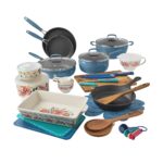 Ree Drummond Instagram - Swipe forward to see this glorious cookware at home in my kitchen. I love it, I use it daily, and I’m so freaking excited that these Black Friday sets just became available! (I love that Black Friday is a season now instead of just one day. 😊) This set is 79 bucks, has 38 pieces, a mix of pans, gadgets, and baking dishes, and comes in three delicious colors. (Denim is my fave!) The coating of the cookware is amazing. Love this gift idea! (Link to the set is on my profile page!)🕺💃❤️🍳🥘