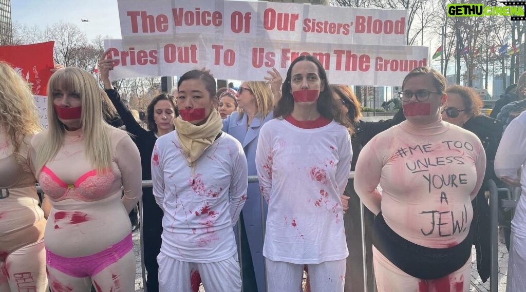 Mayim Bialik Instagram - Very powerful presence at the UN yesterday demanding an explanation of their conspicuous silence about the rape and mutilation of Israeli women on October 7. The hashtag #MetooUNlessYouareaJew is being used. Also, note to the world: believe all women - even if they are Jews. Also, believe the autopsies showing grotesque sexual mutilation. Finally, to the “anti-Israel” protestors who literally marched at the UN as we ask for dignity for the women of the October 7 massacre which used women’s bodies as war prizes:  what exactly were you marching against in this particular case?