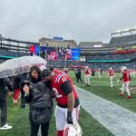 Chanel Iman Instagram – Rain or shine Good Luck kiss before the game 💋 Let’s go Daddy @chauxdown #92 #pats