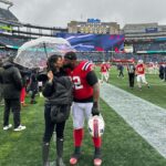 Chanel Iman Instagram – Rain or shine Good Luck kiss before the game 💋 Let’s go Daddy @chauxdown #92 #pats