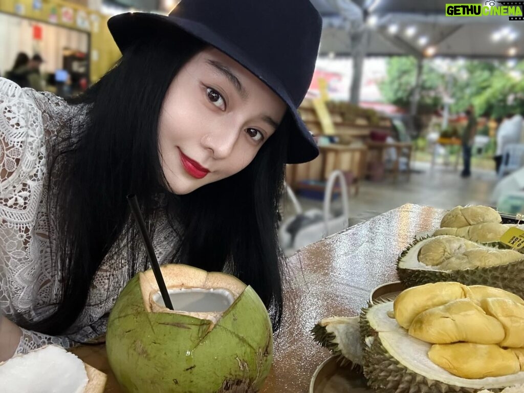 Fan Bingbing Instagram - 哇！Malaysian durian~~ SEDAPNYA 🤤🤤😍😍

This is HEAVEN for all durian lovers! I’ve tried D101, D24 XO, Tekka, D197 Musang King, D200 Black Thorn... 哇！！

They also taught me to drink from the durian carpel to avoid body heat, so interesting! 😍