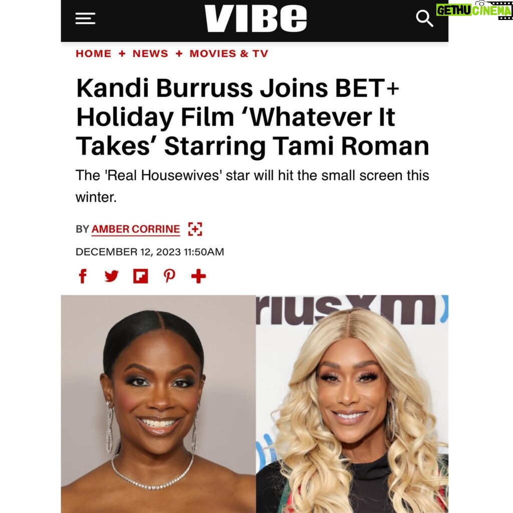 Tami Roman Instagram - Thank you to ALL the media outlets for supporting our film “Whatever It Takes” premiering December 21st on @betplus  I applaud @kandi @brelyevans @theajzone for their phenomenal work & display of sisterhood on this film. You’re really going to enjoy this film 💛 
#RomanRamseyProductions