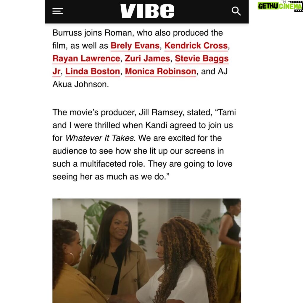 Tami Roman Instagram - Thank you to ALL the media outlets for supporting our film “Whatever It Takes” premiering December 21st on @betplus  I applaud @kandi @brelyevans @theajzone for their phenomenal work & display of sisterhood on this film. You’re really going to enjoy this film 💛 
#RomanRamseyProductions