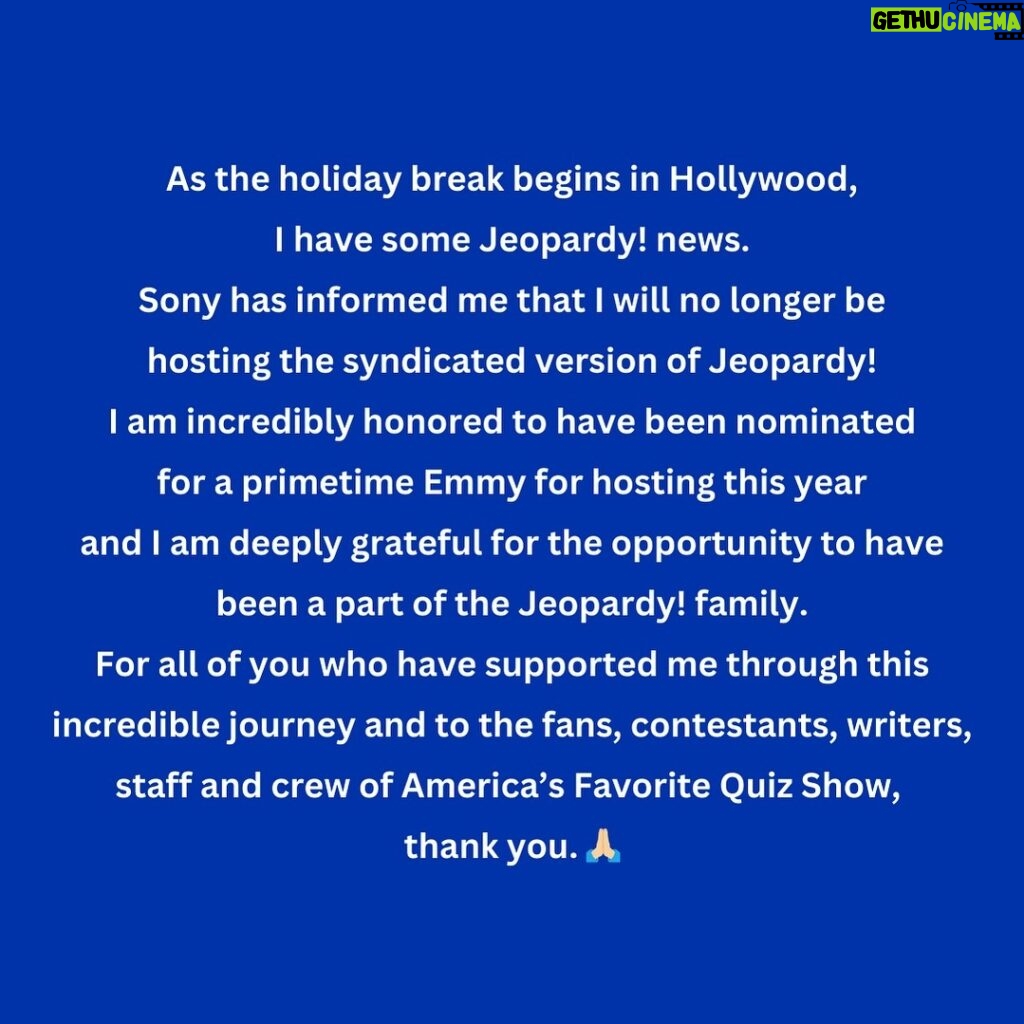 Mayim Bialik Instagram - Jeopardy! announcement.