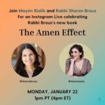 Mayim Bialik Instagram - Repost @sharonbrous: Join Rabbi @sharonbrous & Mayim Bialik next Monday, 1/22 at 1pm PT for an instagram live celebrating Rabbi Brous’s new book, #theameneffect.