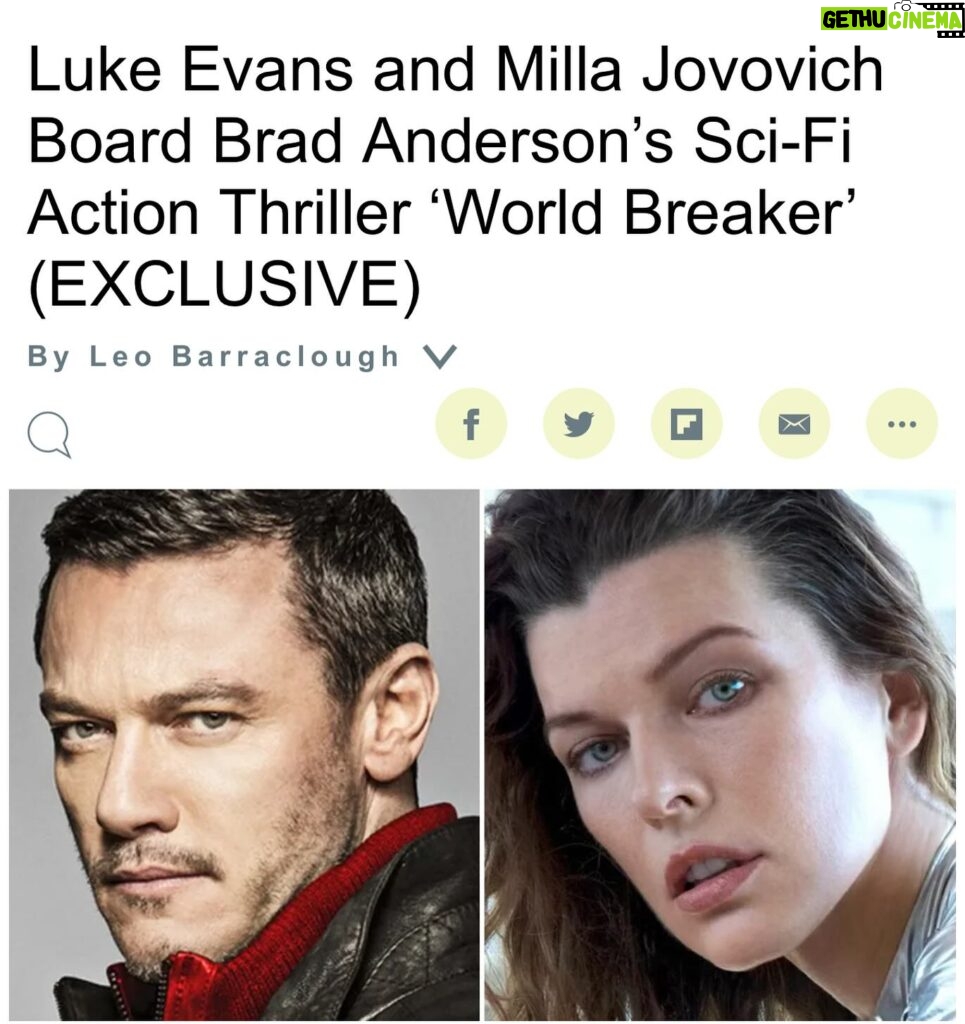 Milla Jovovich Instagram - Can’t wait to start work again with none other than the incredible @thereallukeevans!! We were inseparable on the set of “Three Musketeers” many years ago, but didn’t get to share the screen enough together, so now it’s so great to finally be invited to share in Luke’s new film with the wonderful Brad Anderson directing! It’s such a special script and I look forward to doing my best to make it the best movie possible!💥