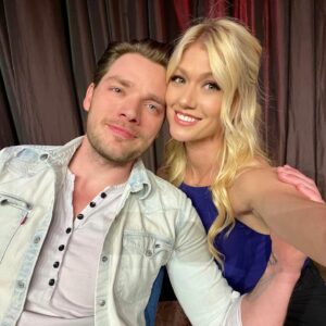 Katherine McNamara Instagram - Happy birthday to a man with an absolute heart of gold who’s had my back for nearly a decade, @domsherwood. 💛 Even if he’s taping me to a trailer or scaring the shit out of me, he always makes sure that my hair is out of my face and my heart is okay. :) 

Dom, thank you for being a caring, hysterical, supportive, trustworthy, loyal, mischievous, amazing friend, confidant, baseball team captain, and partner in crime. 🥎 Thank you for always being there with a hug or a shot of whiskey when I need it - sometimes both. 😜 I know I can always count on you. Here’s to many more adventures… and many more shots of whisky. Love ya, bud. 🥃 🧁