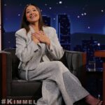 Gina Rodriguez Instagram - Catch me TONIGHT on @jimmykimmellive ‼️ loved seeing you again Kimmel 🤗, hope you enjoy the Charlie swag 😉🚒 NOT DEAD YET premieres tomorrow 👻 on @abcnetwork / next day @hulu. And PLAYERS next week on @netflix ⚾️💛. #ABC #Kimmel