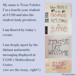 Mayim Bialik Instagram - Replace “Zionist” with “person who believes Israel as a homeland for Jews has a right to exist” - that’s what Zionism is. If you post signs like this, we will not be intimidated. Tessa Veksler, student body president at UCSB, will not be intimidated. Creating strife for Jews around the world simply because we exist will not be tolerated. It would not be tolerated by any other minority. Tessa, we’ve got you. 💪 🇮🇱 Repost @tessaveksler
