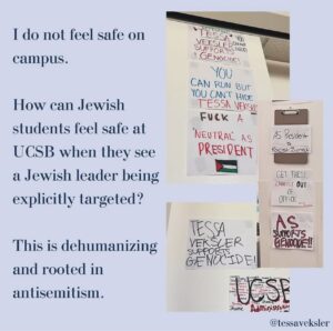 Mayim Bialik Instagram - Replace “Zionist” with “person who believes Israel as a homeland for Jews has a right to exist” - that’s what Zionism is. If you post signs like this, we will not be intimidated. Tessa Veksler, student body president at UCSB, will not be intimidated. Creating strife for Jews around the world simply because we exist will not be tolerated. It would not be tolerated by any other minority. Tessa, we’ve got you. 💪 🇮🇱 Repost @tessaveksler