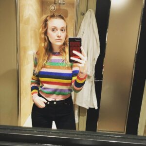 Dakota Fanning Instagram - This sparkly sweater makes me feel ✨😊✨