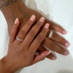 Chanel Iman Instagram - Partnered with @brilliantearth to design the custom wedding bands of our dreams 🤍 We designed Davon’s from scratch, and both our bands are engraved with our wedding date. 💍 #brilliantearthpartner