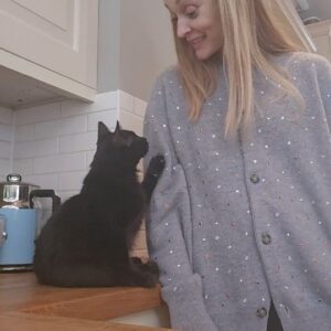 Fearne Cotton Instagram - Baby Frank is needy (and I love it). He always wants a cuddle and attention. He often taps me to get me to stroke him as you'll see here. Then just as he has my attention he decides to lick his arse. 😐
