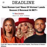 Tami Roman Instagram – Is you ready? My whole squad ready! @hausofviciousbet Season 2 loading 🙌🏽🙌🏽🙌🏽 THANK YOU to ALL the amazing cast, crew, my partner @jillythunda and my @betplus family LETS GO!