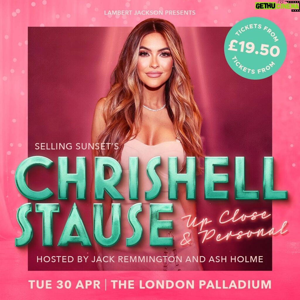 Chrishell Stause Instagram - LONDON will be to you SO soon!! Grab your tickets with link in my bio if you haven’t & swipe to see my 2 VERY special guests!

Can’t wait! #London #LondonPalladium #upcloseandpersonal