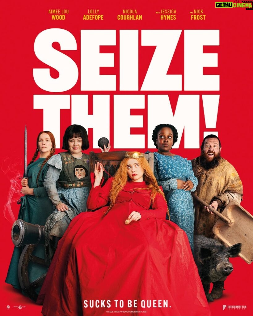 Nicola Coughlan Instagram - ⚔️SEIZE THEM⚔️

Made a movie with some comedy legends and a wild wig and it’s out in cinemas in Ireland and the UK today!