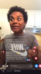 Tabitha Brown Instagram - Thank yall for showing up for me🥹🥹. Thank yall for showing up to Target and showing out!!! Yall this ain’t just my story, we did this together!!! ❤️😭🙌🏾. 

Yesterday I walked in @target and got so emotional!!! I have my own food, my own books, my own hair care line @donnasrecipe on Target shelves!! And I still got more to come!!!! Listen only God, obedience, y’all’s continued support and hard work can take me from that kitchen in 2018🙌🏾🙌🏾🙌🏾. I don’t know who needs this reminder, but baby your right now is a temporary situation!!! Keep going!!! Keep believing!! Keep working!!! Keep trusting!!! God can do it!!!! 🙌🏾OOHHH GOD I THANK YOU🙌🏾 #tabithabrown #targertabcollab #donnasrecipe #cookingfromthespirit #ididanewthing #blessed #favor 

Wife tshirt @brandaveclothing