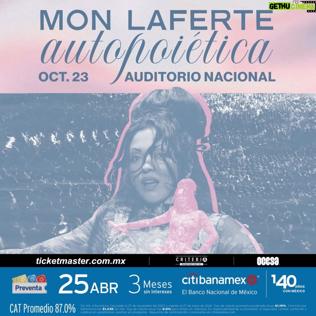 Mon Laferte Instagram - ¡Mon Laferte regresa al Auditorio Nacional! Continúa con su #AutopoiéticaTour! 🖤 ¡Aparten la fecha! 

#PreventaCitibanamex: 25 de abril.
Venta general a partir del 26 de abril.