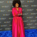 Tabitha Brown Instagram - Honored to have received the @mercyforanimals Love and Light award ❤️. Thankful to have my family and friends by my side tonight❤️. Here’s to spreading LOVE and LIGHT ❤️🙏🏾 #thankful #tabithabrown #vegans #plantbased 
Thank you @themichelelopez for my beautiful suit❤️ the pink was a hit!!