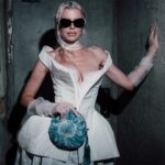 Vivienne Westwood Instagram - @juliafox wears a corseted bridal gown from the Andreas Kronthaler for Vivienne Westwood Spring-Summer 2024 collection, styled with our Rosie Circle Frame Crossbody bag – at the afterparty of the Andreas Kronthaler for Vivienne Westwood Autumn-Winter 2024/25 show.⁠
⁠
Photography by @sophographylondon