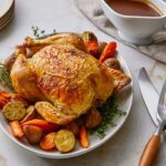 Martha Stewart Instagram - This roast chicken recipe is a classic for a reason: It’s simple, succulent, comforting, and versatile, with golden-brown crackling skin and juicy, tender meat. It’s often been said that the ultimate test of a chef (or a home cook) is their ability to make a perfect roast chicken—because simplicity is not always easy. There are many ways to make a delicious chicken ... and even more ways to make it not quite as good as it could be. Head to the link in our bio to learn Martha's tips for making the juiciest roast chicken. 📷: Grant Webster