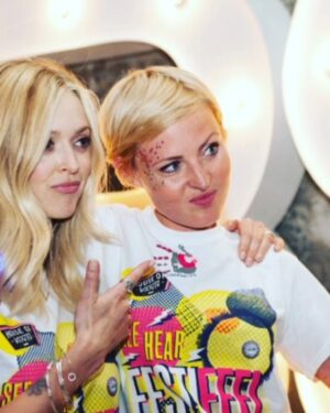 Fearne Cotton Instagram - It's not possible to fit one persons whole life, or what they meant to you, or the huge grief when they're gone into one tiny square on here, but I will try. 
I met this incredible woman @howtoglitteraturd 14 years ago (thanks to the wonderful @red.swan ) and i'm so grateful for every one of those years. I've spent all of today looking through so many photos of the brilliant, silly, magical and special times we spent together. When you were with her almost anything was possible. She would have an idea and two minutes later you'd be trying to plan how to bring it to life. She rarely took no for an answer in the best way possible; getting the best musicians out there to play at our charity festival for @coppafeel or convincing others to run marathons with giant boobs strapped to them. She lived fully, more than I've ever seen anyone live. 
I saw her cry once(I know there were other times with other friends of course), and I'm not saying that to encourage others to hold emotions in, I'm saying it because her magic was to always find another way. She saw small chinks of light as potential and opportunity. 
Her face was pure sunshine not only because she was as beautiful as an angel but also because she was kind and caring and vibrant. She asked me to design her a tattoo a few years ago and I'm proud to say a hand drawn trapeze artist sat across the scar on her chest. 
We talked about cats for way too long, talked about death (I was way too scared to talk about it before Kris taught me it was not just OK but necessary), ate cake together and sometimes sat in silence. I'm already running out of space here and theres so much more to say.
 So here we are, suddenly using words like 'was' instead of 'is' and pulling memories and photos out of the drawers. There's so much to celebrate and so much to mourn. I'm mostly thinking of Maren, Kris' twin. I love you mate. We are all here for you. 
This evening I will be lighting a candle for my dear mate who not only touched my life but saved many others. Kris, I love you. ❤️
