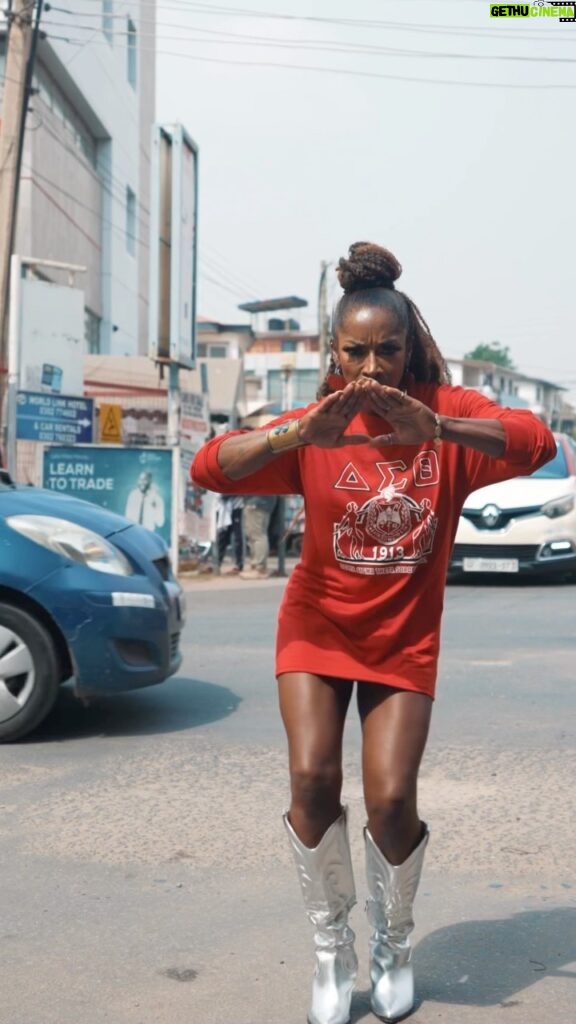 A.J. Johnson Instagram - ME: I’m #HKMADE and I’m sooo proud to spend another DELTA SIGMA THETA FOUNDERS DAY in AFRICA, serving, that I wanna step in the street!!!!🤷🏽‍♀️😝😝🙌🏾🙌🏾🔺🇬🇭😝😝😝🤸🏾‍♂️🤸🏾‍♂️ SORORS: 🗣️DO IT AND SEND THE VIDEO AJ!!!🙌🏾😝🔺🔺🔺 I’m in #Ghana sending all my #FoundersDay love to all my sorors worldwide… we are dynamic DELTAS of #DST!!!🥰❤️🔺🙌🏾 Ooooo-OOOOP!!!!❤️🔺🙌🏾🙌🏾🙌🏾 Thank you @flyshoeboutique for my stepping boots😝🙌🏾🔺❤️ 🎥 @freddahe #DST #13 #NET31THECHOSEN #J13 #AOML