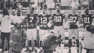 Aaron Rodgers Instagram - A few years ago we were criticized for locking arms in solidarity before the game. It has NEVER been about an anthem or a flag. Not then. Not now. Listen with an open heart, let’s educate ourselves, and then turn word and thought into action. #wakeupamerica  #itstimeforchange 
#loveoverfear❤️ #solidarity 
#libertyandjusticeforall #all