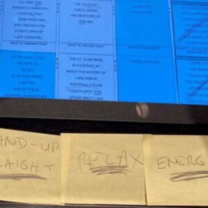 Aaron Rodgers Instagram - This is the @jeopardy podium, and my sticky notes from the 2nd day of filming. I used a lot of these stickies over the couple days of filming and put reminders on there like “Speak Less”, which was an ode to Paul Rudd on Forgetting Sarah Marshall, during surf lessons; “do less”. “Slow Down”, a reminder for me when reading the clues 💯. “Stand Up Straight”; every time I’m reading clues I’m bent over, so that was a reminder to stand up in certain moments when I knew I was on camera. 
“Relax” and “Energy” were just a couple other good reminders as well.  And the last one, was just to check if anyone was looking at my podium between games. Turns out, John the stage manager was, and we had a good laugh about it 😂😂😂 #lovethisshowsomuch #somuchgratitude #last3days #