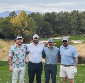 Aaron Rodgers Instagram - O-Line Trip. First round post surgery. Las Vegas.  Shadow Creek #17. “Let’s take a photo boys”, moments later…Hole in One!!! 🔥🔥🔥 Thanks to @mcgovenator60 for capturing the moment after!! #golflife #jetslife #2ndCareer1