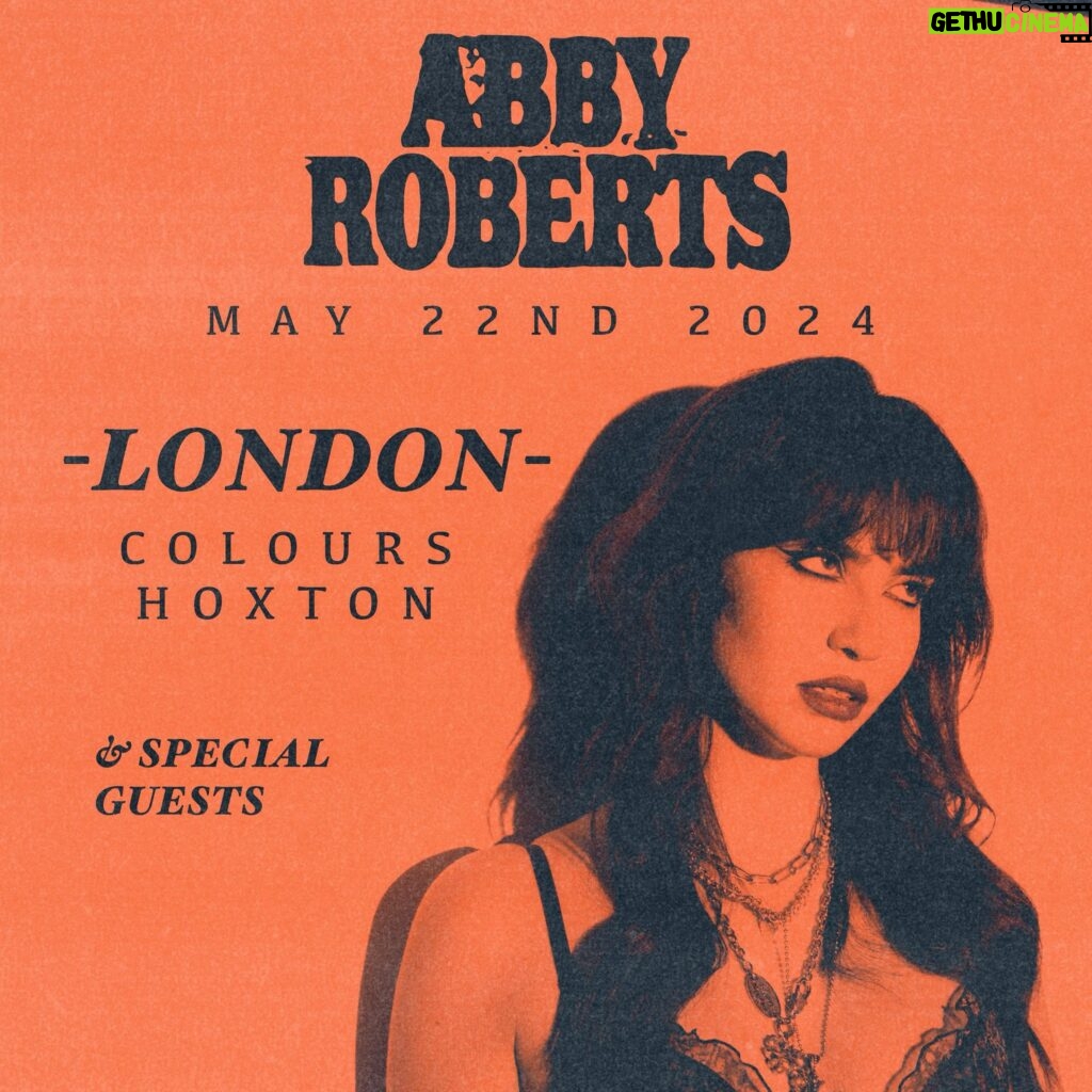 Abby Roberts Instagram - SO EXCITED TO ANNOUNCE 🥳 i’m gonna be playing a very special headline show at colours debuting my new EP ‘obscura’, playing a bunch of new tunes for the very first time I CANT WAIT TO SING WITH U ALL AGAIN SOON SEE U THEREEE!🌟❤️‍🔥 O2 Presale: Wednesday 24th @ 10am  Live Nation Presale: Thursday 25th @ 10am  Tickets On sale: Friday 26th @ 10am