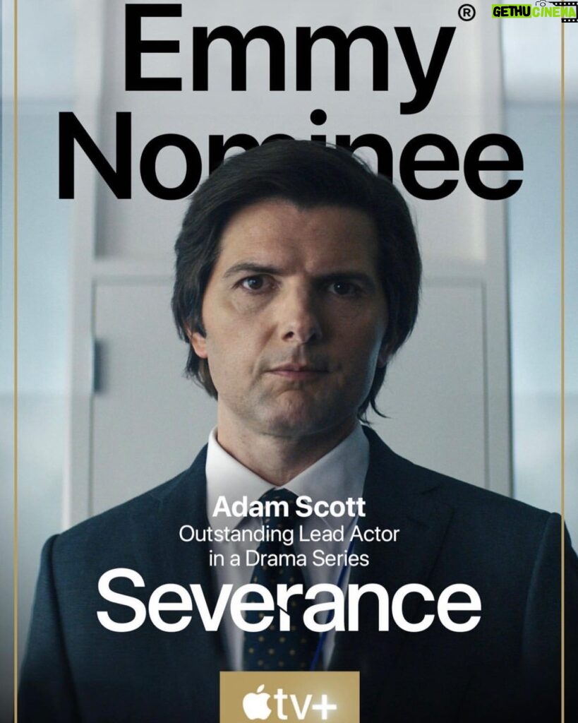 Adam Scott Instagram - Still stunned and so proud of Severance and it’s 14 (!) Emmy nominations—holy cow—THANK YOU to @tvacademyimpg It’s a huge group of incredibly talented people who make this show, and I couldn’t be happier to be among them! ❤️